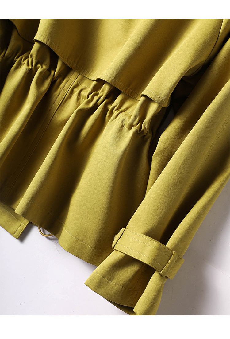 Autumn Fragrance Green Windbreaker Women's Short Waist