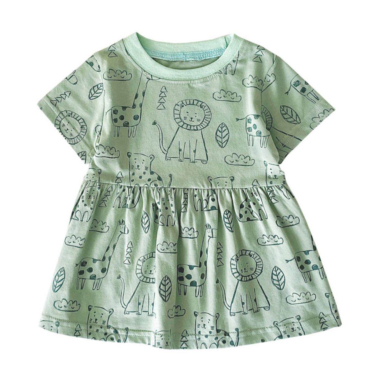 Children's Cotton Baby Girl Clothes Cartoon Printed Summer Dress
