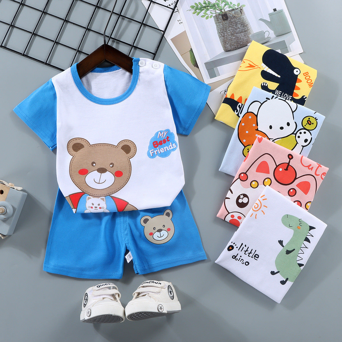 Children's Short-sleeved Suit Pure Cotton