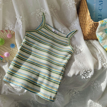 Girls' Cartoon Embroidered Slim Stretch Casual Vest