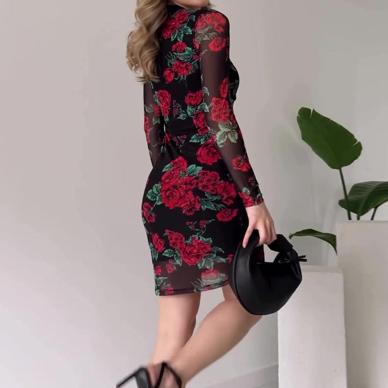 Autumn New Fashion Printed Hip Skirt