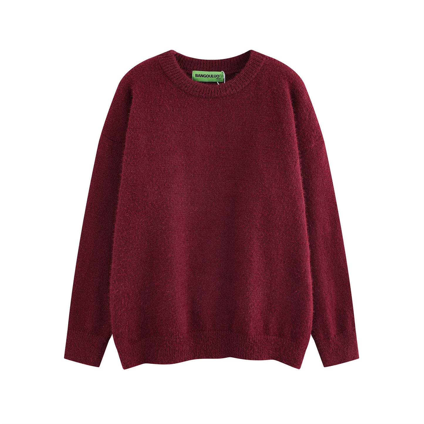 American Retro Simple Solid Color Crew Neck Pullover Sweater Men And Women