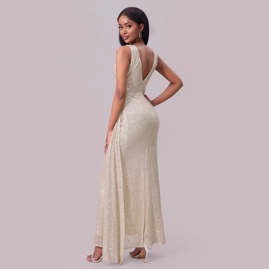 Sequin Sling Dress Women's Banquet Long Evening Dress