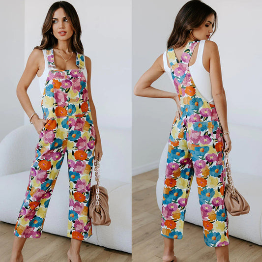 Ladies Print Urban Casual Sleeveless Jumpsuit