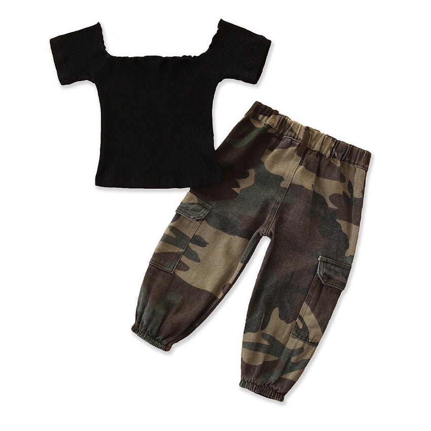 Girls camouflage overalls suit