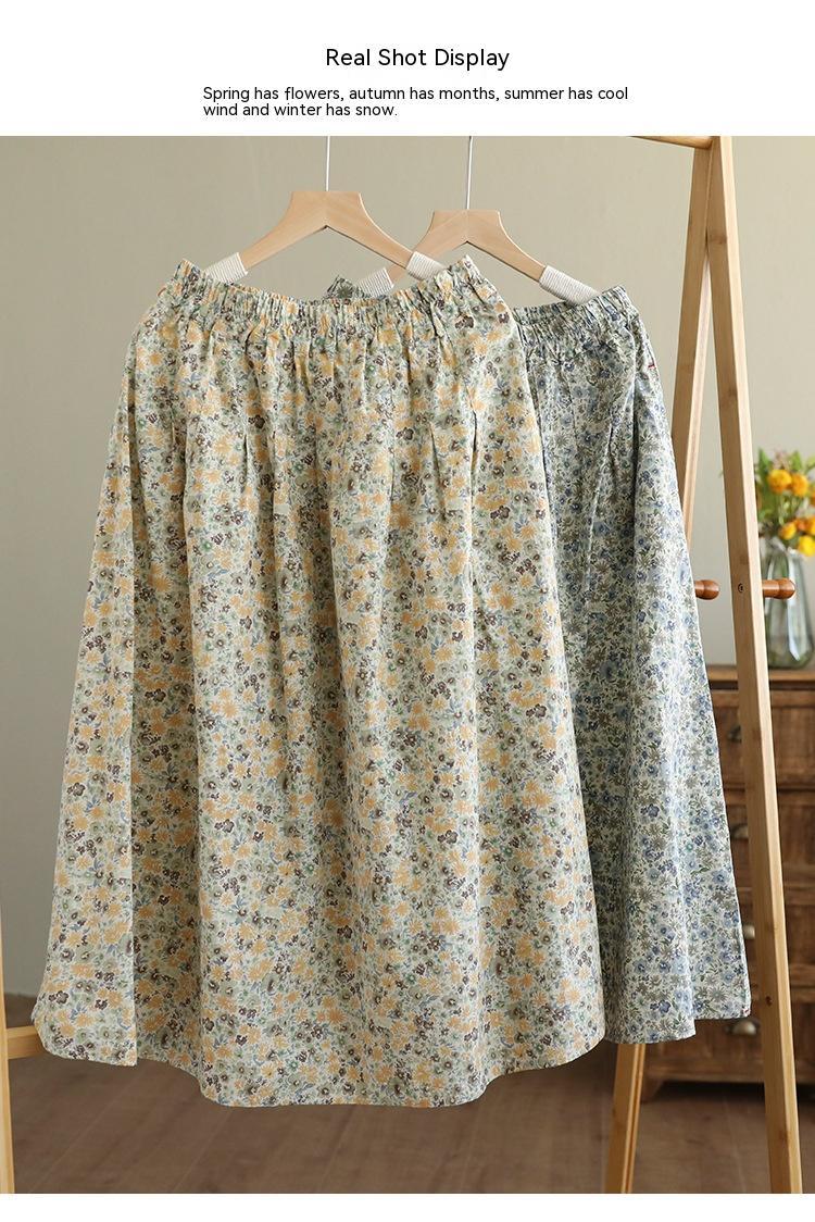 Artistic Floral Washed Cotton Sweet Neighbor's Beautiful Printed Skirt