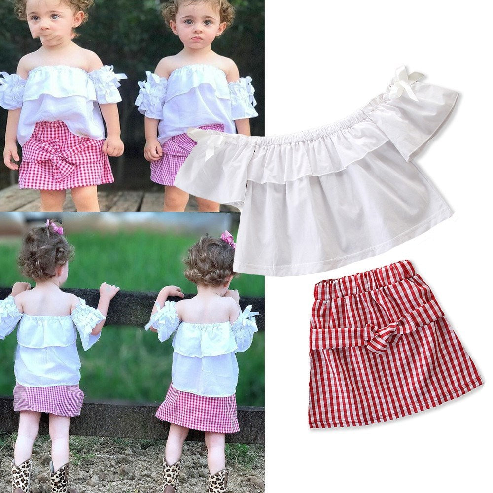 Girl cute one-shoulder skirt suit