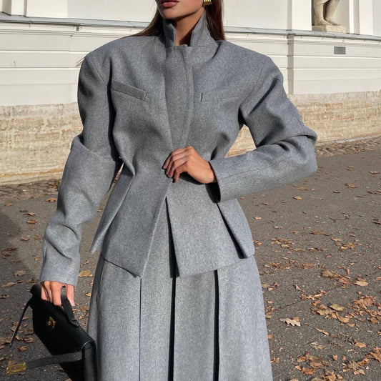 Fashion Waist-controlled Small Suit A- Line Skirt Two-piece Suit