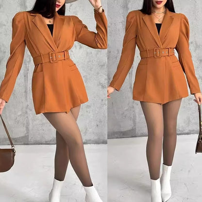 Women's European And American Princess Sleeves With Belt Jumpsuit