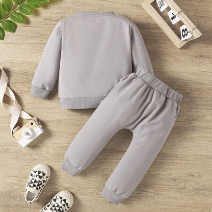 Autumn And Winter Children's Letter Printing Boys And Girls Long Sleeve Sweater Pants Two-piece Set