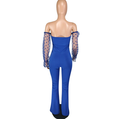 Hollow wide-leg casual jumpsuit