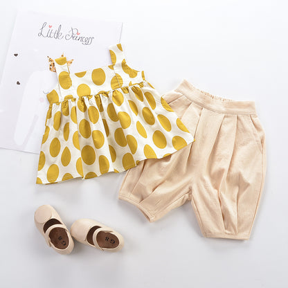 Children's suit polka dot top Korean style pants