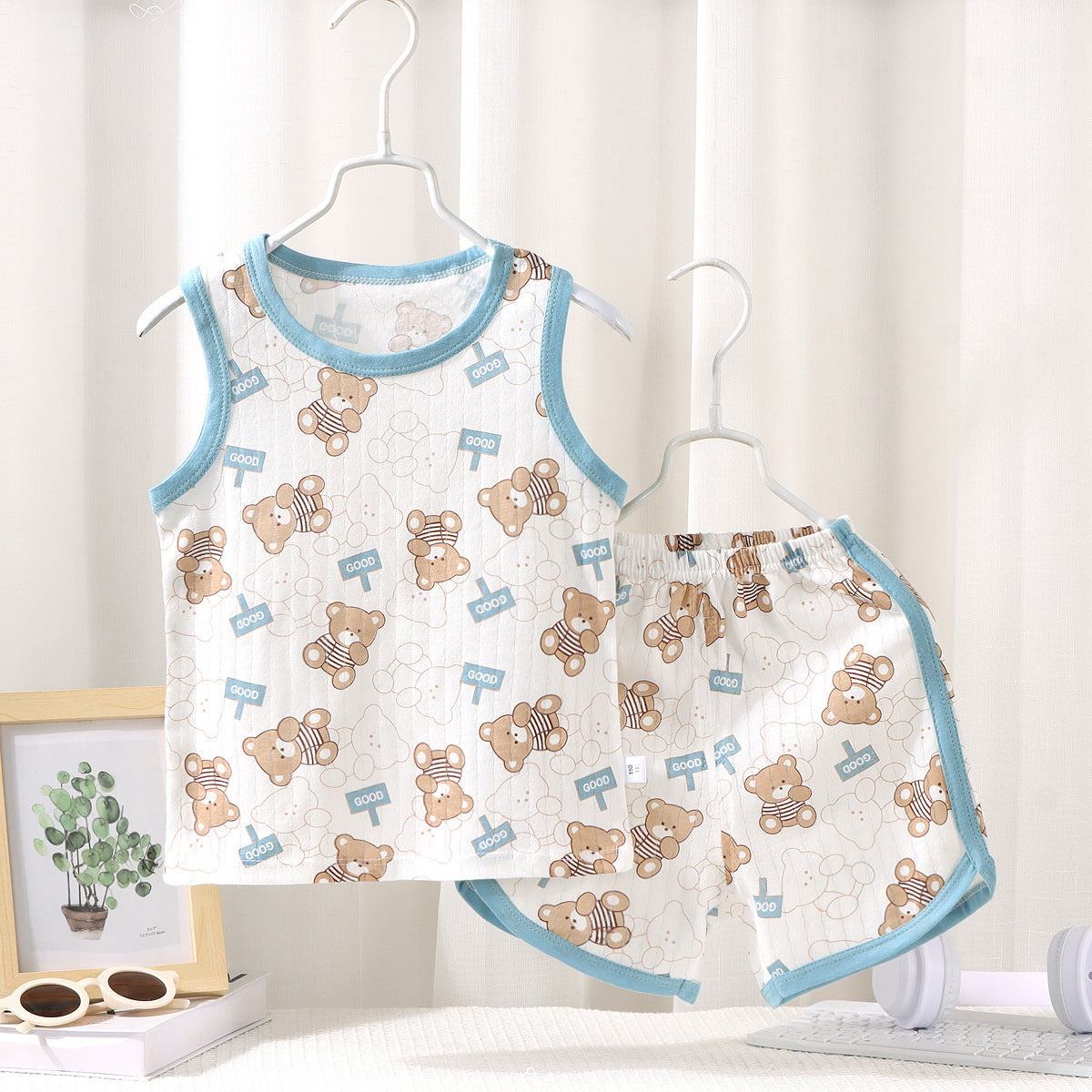 Children's Vest Suit Cotton Pajamas Baby Korean Style Sleeveless