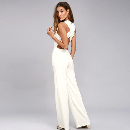Women's Sexy V-neck Sleeveless Halter Jumpsuit