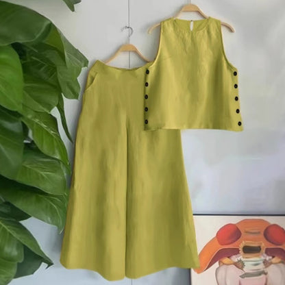 Sleeveless Loose Vest Vacation Casual Pants Cotton And Linen Suit