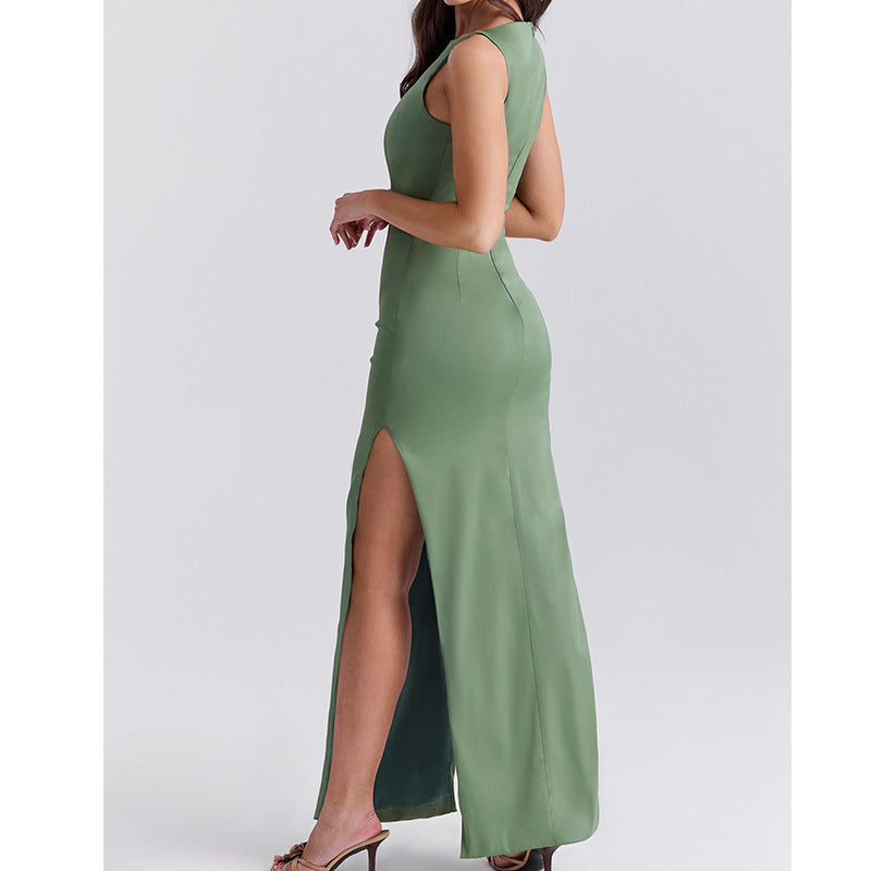 Female Retro Hip-wrapped Slit Slim-fitting Hot Girl Dress
