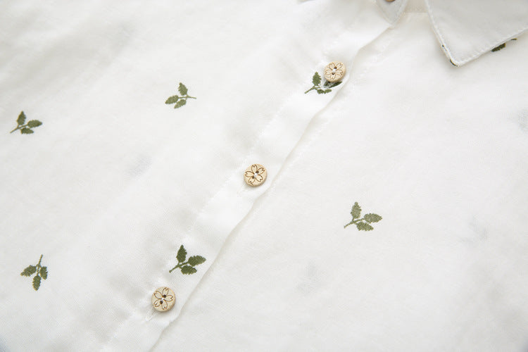 Autumn Artistic Leaves Printed Long-sleeved Shirt