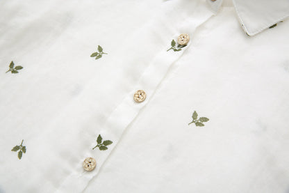 Autumn Artistic Leaves Printed Long-sleeved Shirt