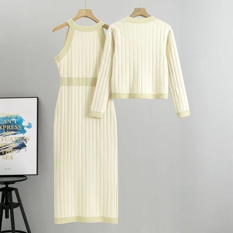 French Style Temperament Socialite High Waist Fashion Two-piece Set Sweater Female