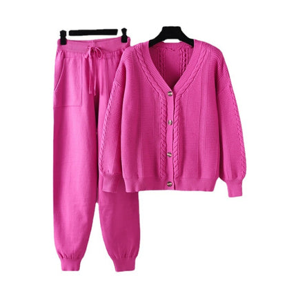 Autumn And Winter Knitting Two-piece Set Cable-knit Sweater Suit