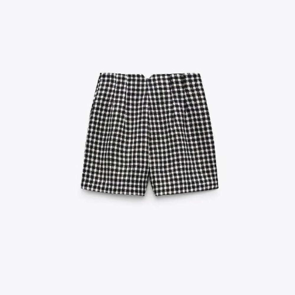 High Waist Plaid Casual Shorts
