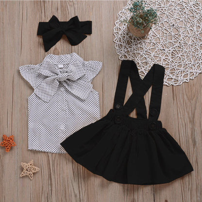 Short sleeve shirt suspender skirt suit