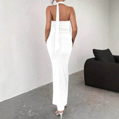 Sexy Backless Lace Up High Slit Sleeveless Dress