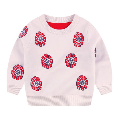 All-match creative girls' knitted sweater plum sweater