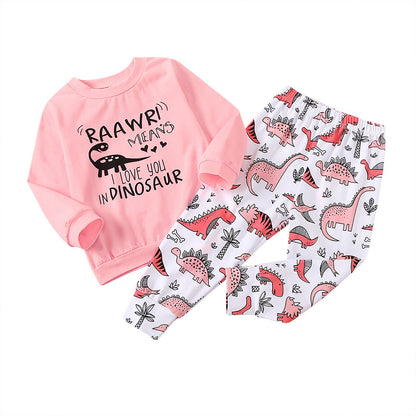Girls' Dinosaur Printed Long Sleeves Suit