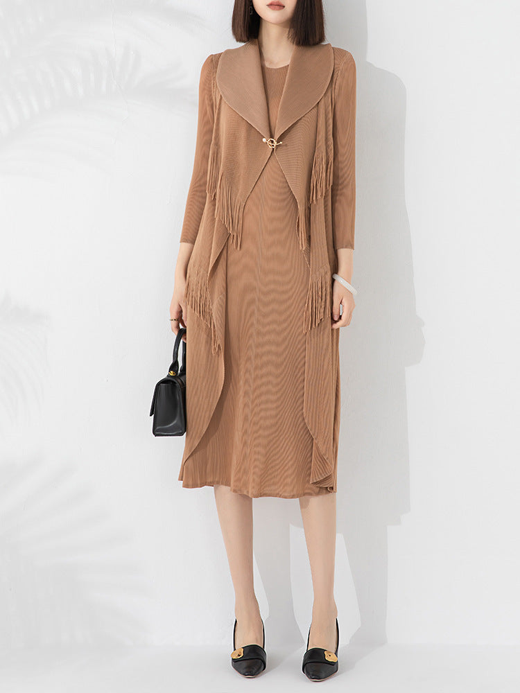 Autumn New Polo Collar Temperament Fake Two-piece Dress