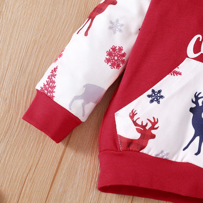 Baby Clothes Printed Pullover Hoodie Trousers Two-piece Set