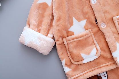 Girls' Cute Cartoon Flannel Pajama Suit