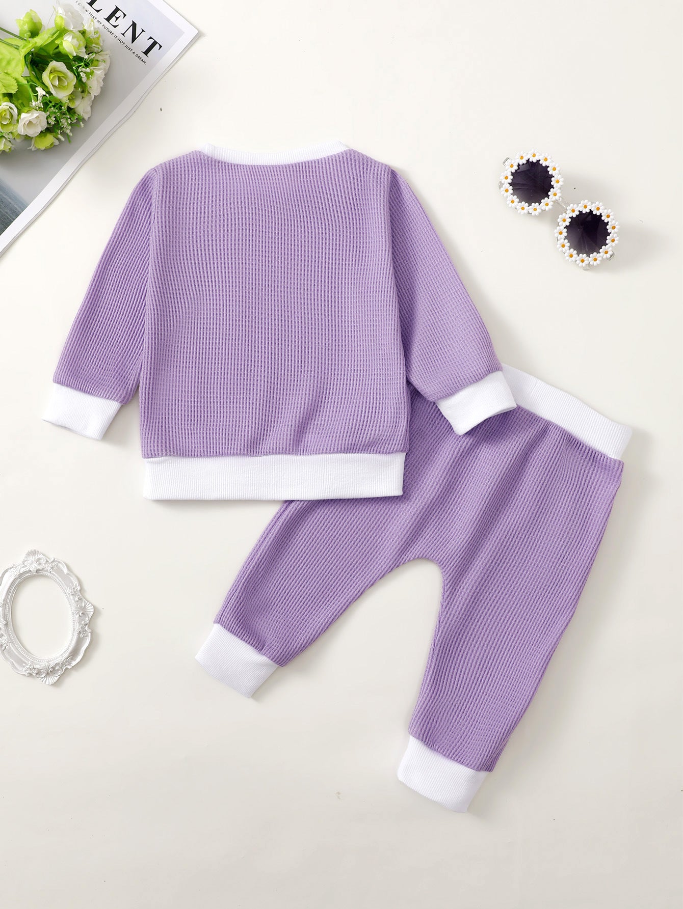 Girls' Printed Waffle Sweater Suit