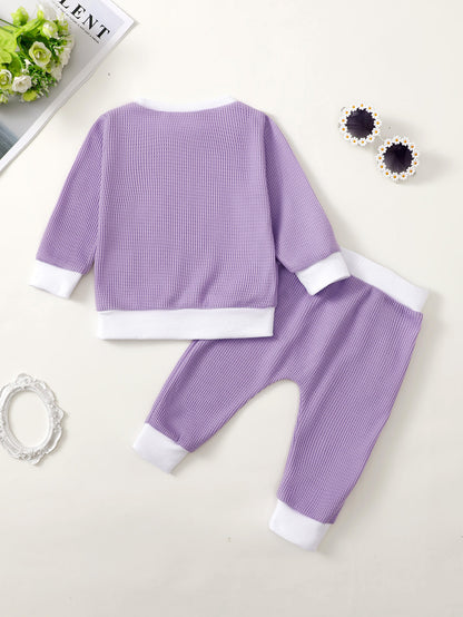 Girls' Printed Waffle Sweater Suit