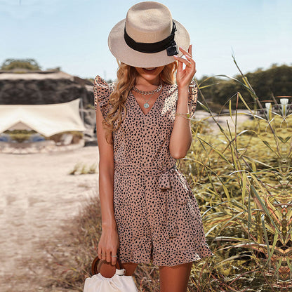 Women's Slim-fit Leopard-print Jumpsuit