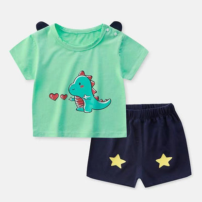 Summer Short-Sleeved Shorts Suit Children's Cotton Half-Sleeved T-Shirt Two-Piece Baby Clothes