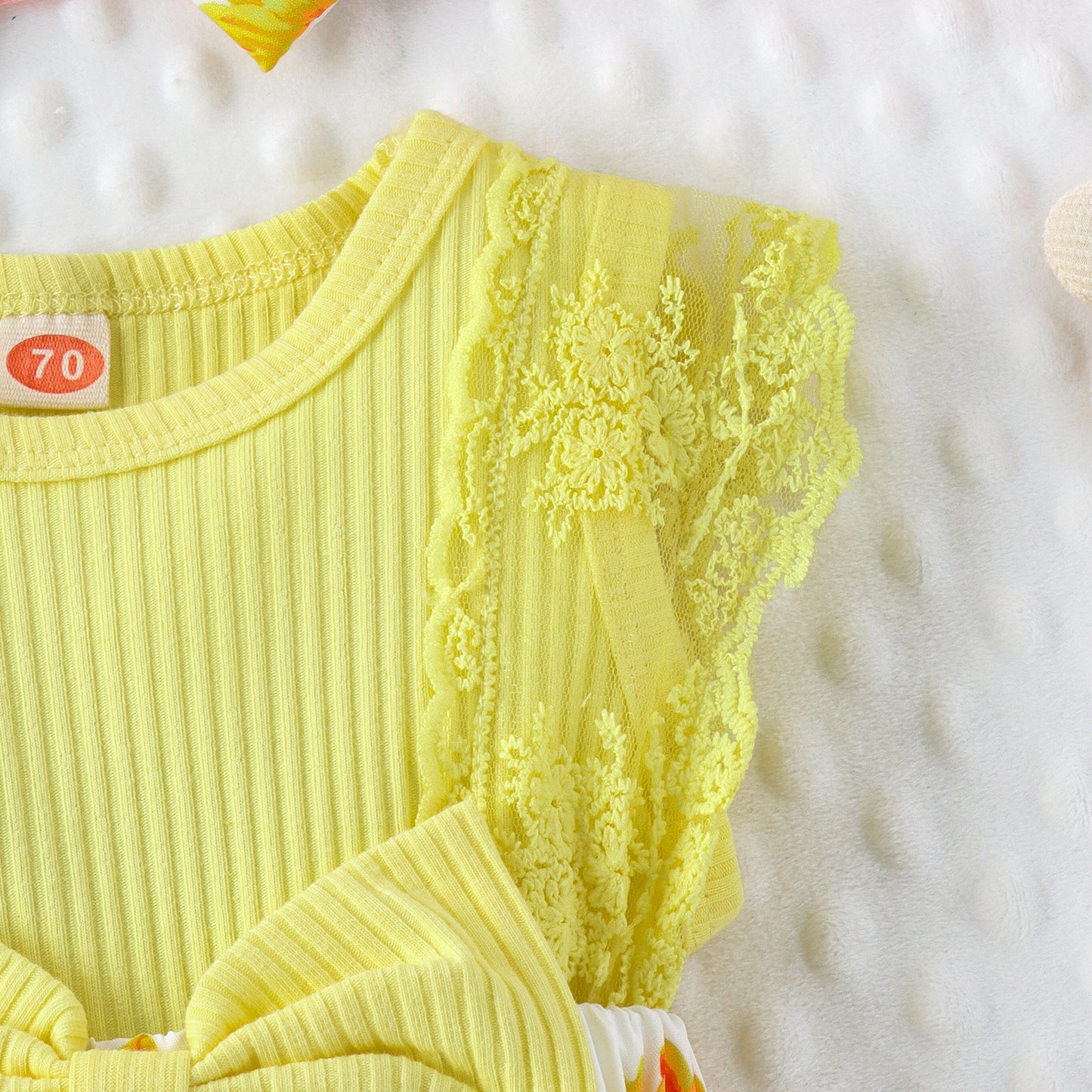 Baby Girl Cute Skirt Print Romper Headscarf