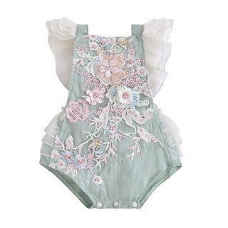 Female Child's Clothing Mesh Lace One-piece