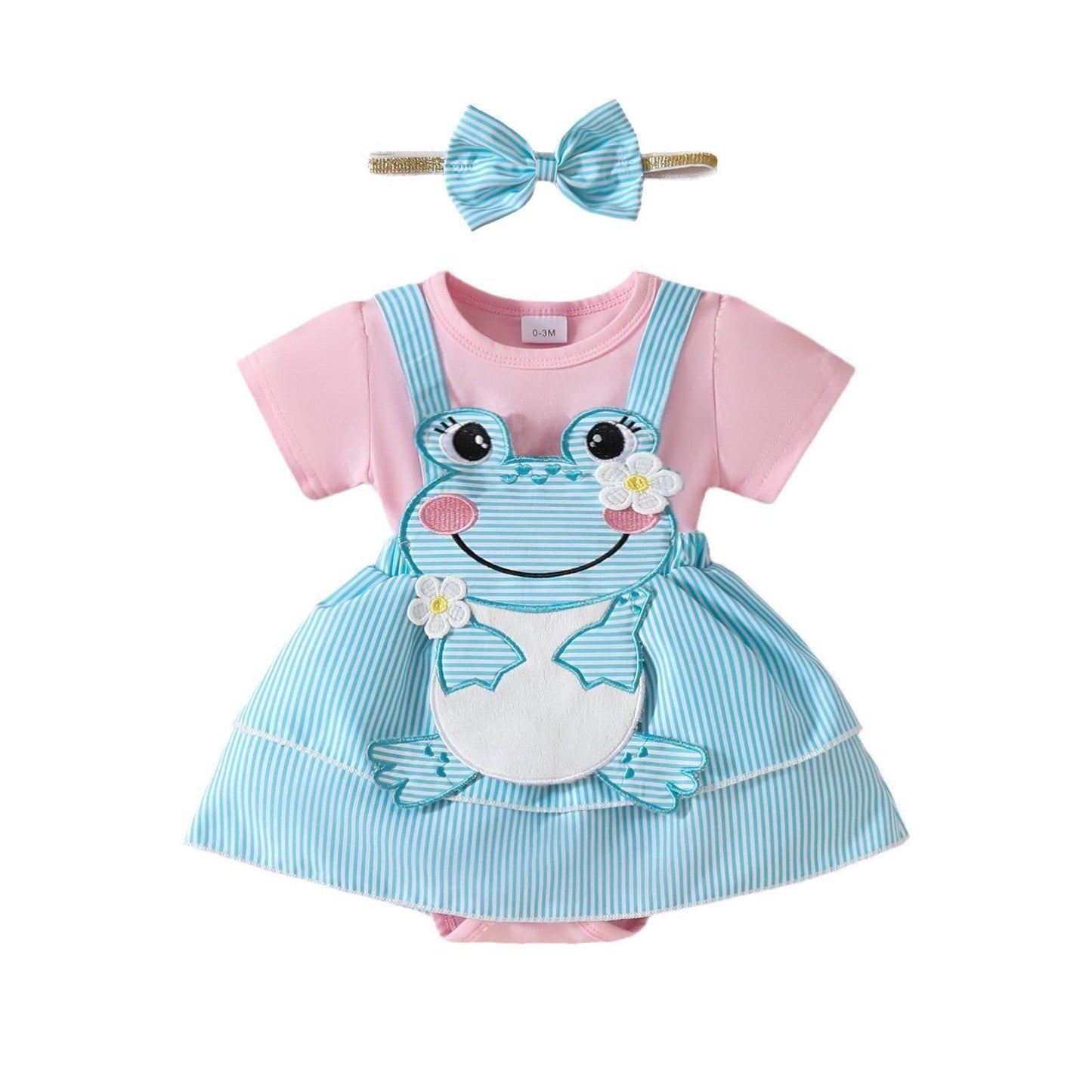 Girls' Cute Frog Short-sleeved Double-layer Dress
