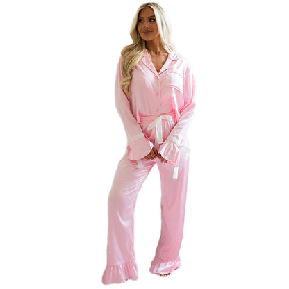 Simple Style Pleated Satin Casual Suit Women