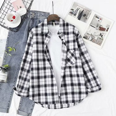 Autumn and winter new ladies plaid shirt