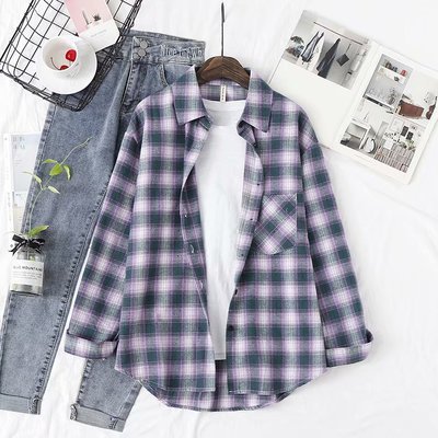 Autumn and winter new ladies plaid shirt