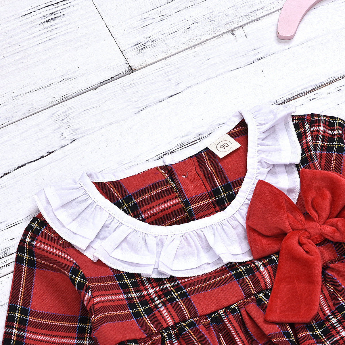 Fashion Red Plaid Long Sleeve One Piece