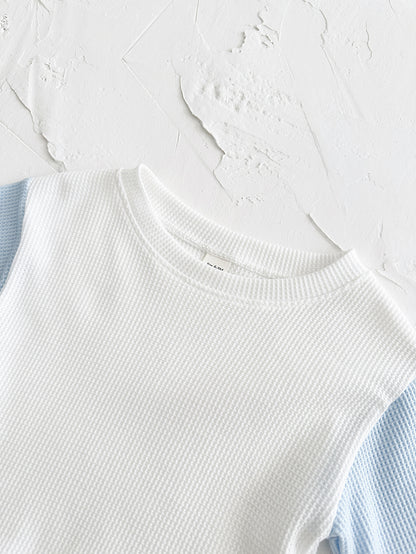 Waffle Stitching Short Sleeve Suit Korean Children Baby Two-piece Suit