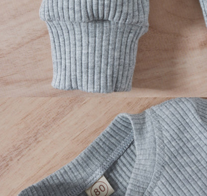 Autumn Children Three-color Sunken Stripe T Two-piece Suit