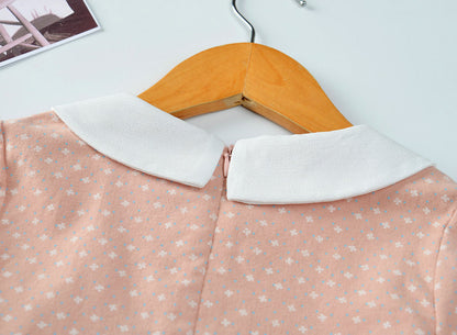 Cotton Cute Doll Collar Long Sleeve Pleated Princess Dress