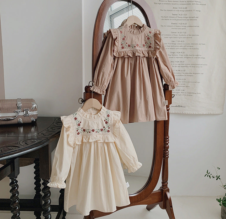 Autumn Ruffled Long Sleeve Girl Princess Skirt