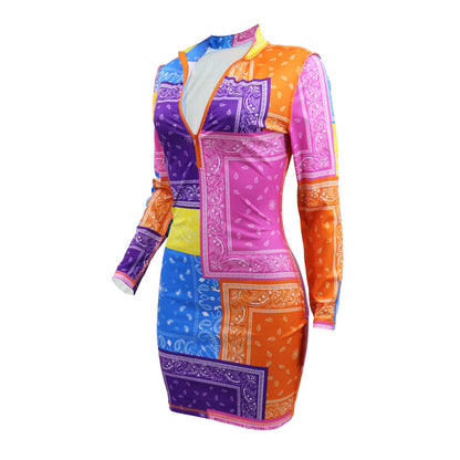 Bag Hip A-line Dress Women Long Sleeves