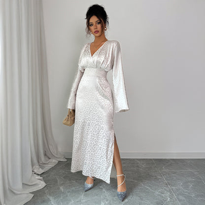 Women's Long-sleeved Deep V Dress Autumn And Winter Elegant