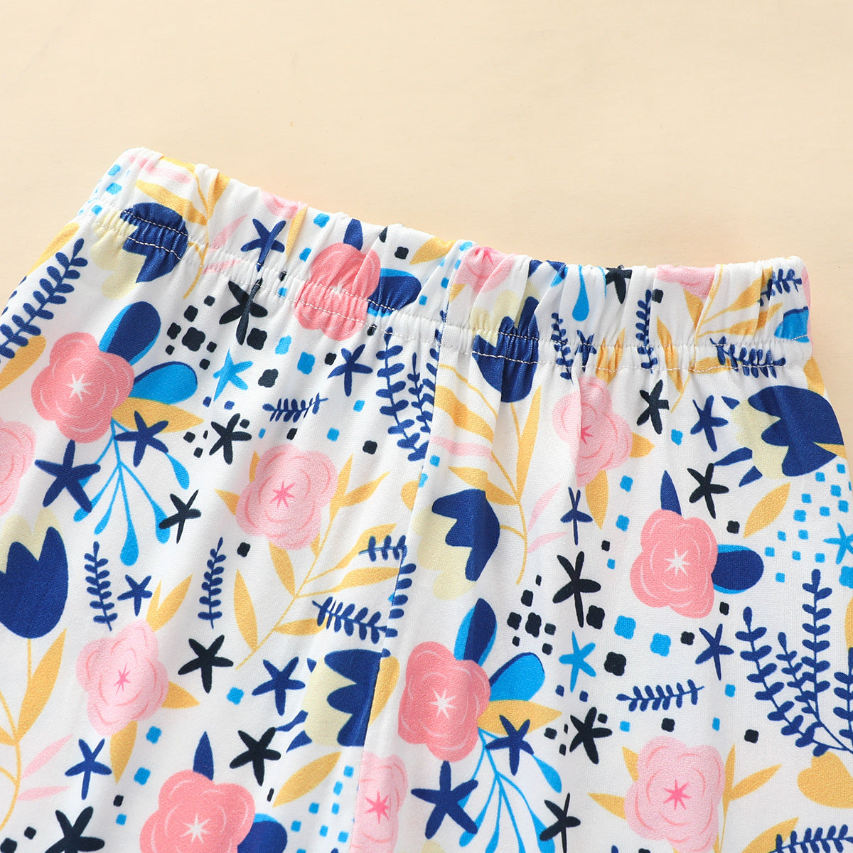 Girls Flare Sleeve Top Printed Trousers Blue